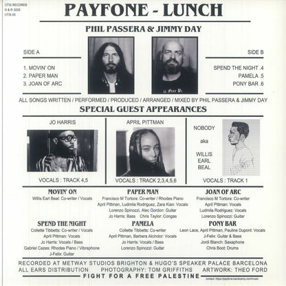 Payfone – Lunch (LP, Otis Records, 2025) back cover