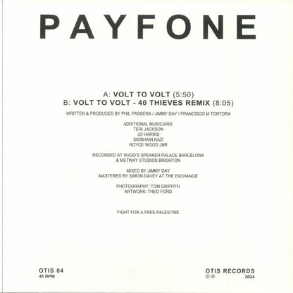Payfone – Volt To Volt (12", Otis Records, 2025) back cover