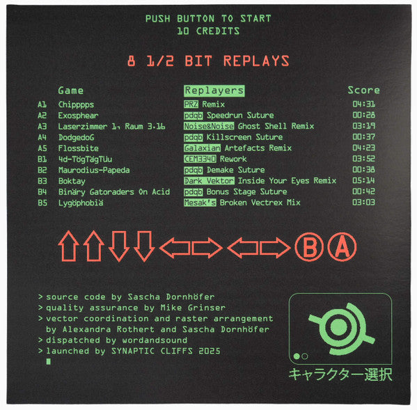 pdqb – 8 1/2 Bit Replays (12", Green & Red Orbital Radiance, Synaptic Cliffs, 2025) Back Cover