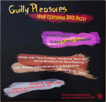pdqb & DMX Krew – Guilty Pleasures (10", Pink & Orange & White & Black Smashed, Synaptic Cliffs, 2025) image 02