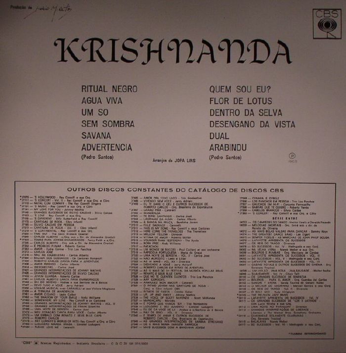 Pedro Santos – Krishnanda (LP, Mr Bongo, 2021) back cover