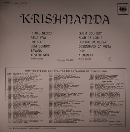 Pedro Santos – Krishnanda (LP, Mr Bongo, 2021) back cover