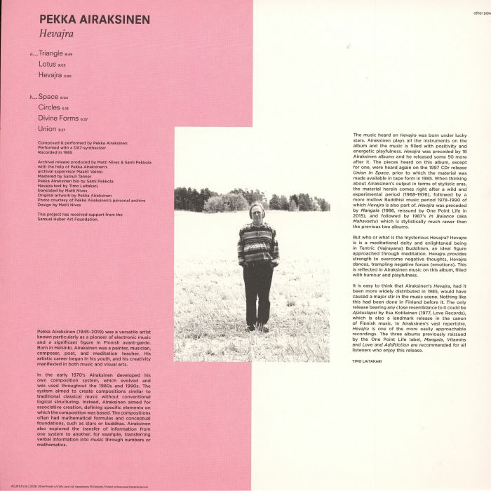 Pekka Airaksinen – Hevajra (LP, Other Power, 2026) Back Cover