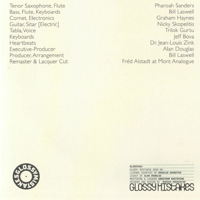 Pharoah Sanders / Bill Laswell – With A Heartbeat (LP, Pink, Glossy Mistakes, 2026) Back Cover