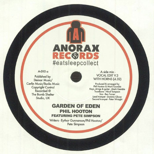 Phil HOOTONfeatPETE Simpson – Garden Of Eden (7", Anorax, 2026) Front Cover