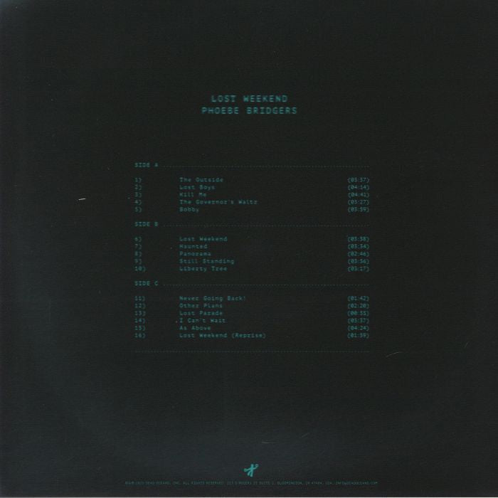 Phoebe Bridgers – Lost Weekend (2xLP, Green Glow-in-the-dark Splatter, Dead Oceans, 2026) Back Cover
