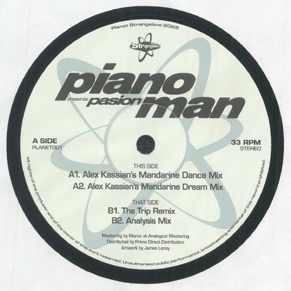Pianoman – Presents Pasion (12", Planet Strangelove, 2025) Front Cover
