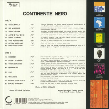 Piero Umiliani – Continente Nero (LP, Dialogo, 2021) Back Cover