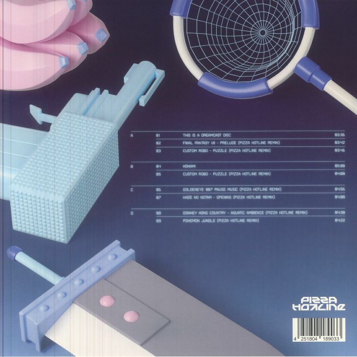 Pizza Hotline – Hot-N-Ready Remixes Delivered By Pizza Hotline [In 20 Minutes Or Less] (2xLP, Blue Iridiscent Translucent, We Release Whatever The Fuck We Want Records, 2026) Back Cover