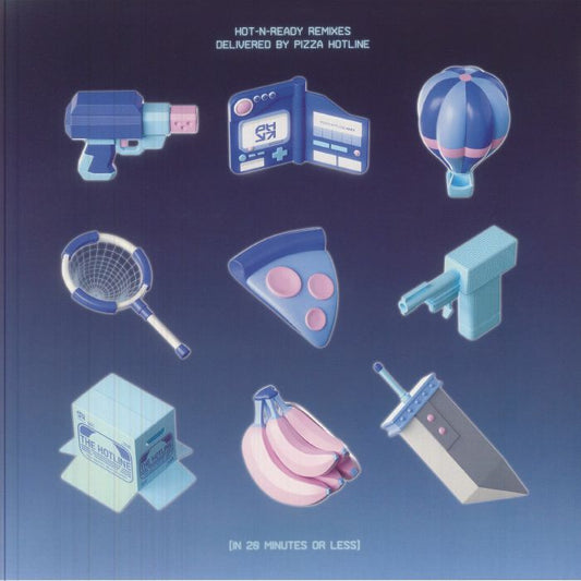 Pizza Hotline – Hot-N-Ready Remixes Delivered By Pizza Hotline [In 20 Minutes Or Less] (2xLP, Blue Iridiscent Translucent, We Release Whatever The Fuck We Want Records, 2026) Front Cover