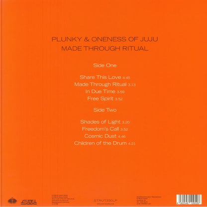 Plunky & Oneness – Made Through Ritual (LP, Strut, 2025) Back Cover