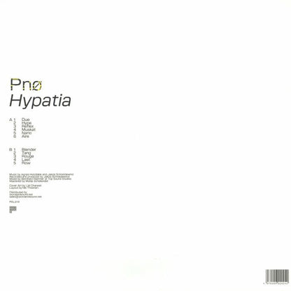 PNØ – Hypatia (LP, Palazzo Recordings, 2026) Back Cover