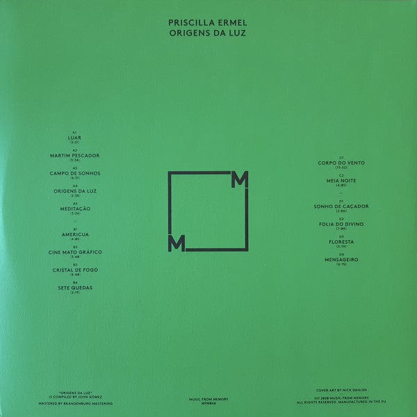 Priscilla Ermel – Origens Da Luz (2xLP, Gatefold, Music From Memory, 2020) Back Cover