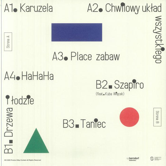 Product May Contain – Playgrounds (LP, hand-numbered green blue & white marbled insert limited to 100 copies, U Jazz Me, 2025) Back Cover