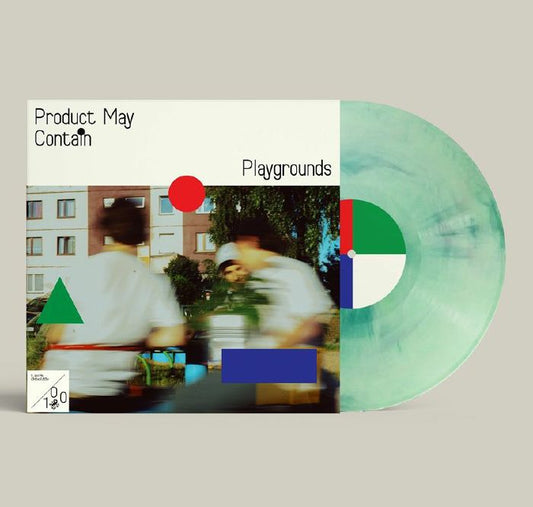 Product May Contain – Playgrounds (LP, hand-numbered green blue & white marbled insert limited to 100 copies, U Jazz Me, 2025) Front Cover