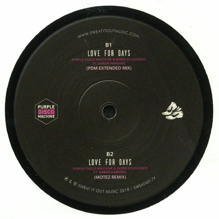 Purple Disco Machine Boris Dlugosch Karen Harding – Love For Days (12", Sweat It Out!, 2017) Back Cover