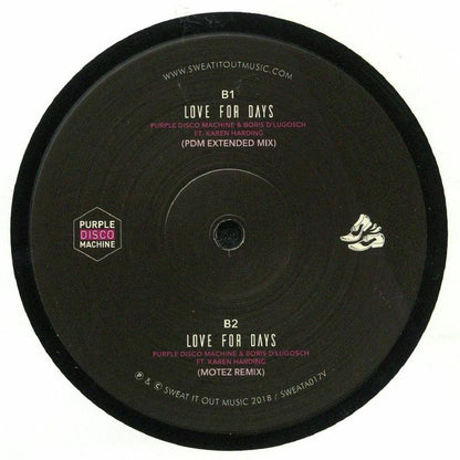 Purple Disco Machine Boris Dlugosch Karen Harding – Love For Days (12", Sweat It Out!, 2017) Back Cover
