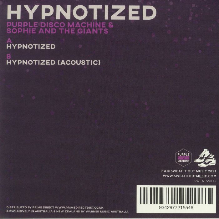 Purple Disco Machine & Sophie And The Giants – Hypnotized (7", Purple Translucent, Sweat It Out!, 2025) back cover