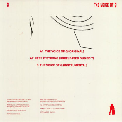 Q – The Voice Of Q (12", Isle Of Jura, 2018) Back Cover