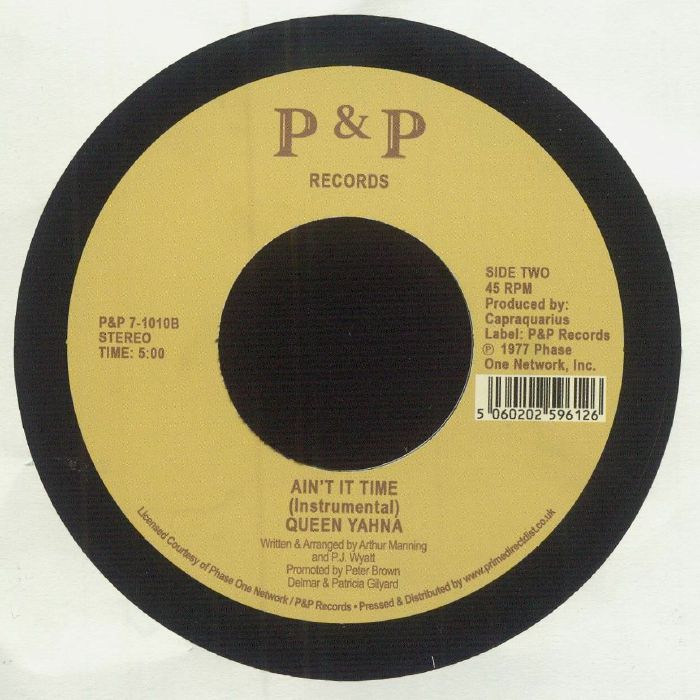 Queen Yahna – Ain't It Time (7", P&P Records, 2023) Back Cover