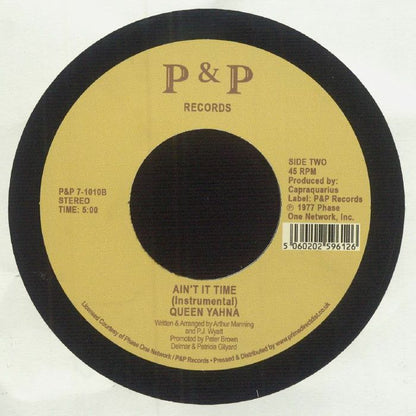 Queen Yahna – Ain't It Time (7", P&P Records, 2023) Back Cover