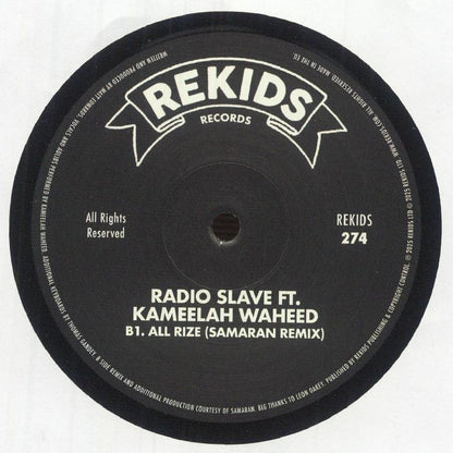 Radio Slave Kameelah Waheed – All Rize (Remixes) (12", REKIDS, 2025) Back Cover