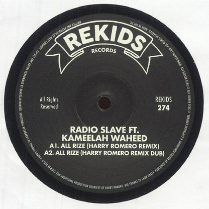 Radio Slave Kameelah Waheed – All Rize (Remixes) (12", REKIDS, 2025) Front Cover