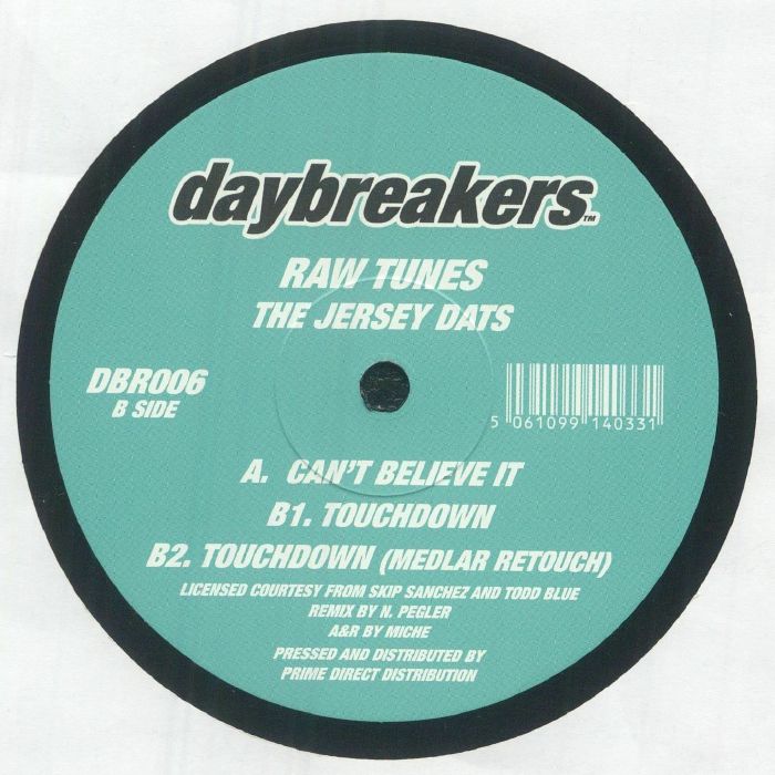 Raw Tunes – The Jersey Dats (12", Daybreakers, 2026) Back Cover