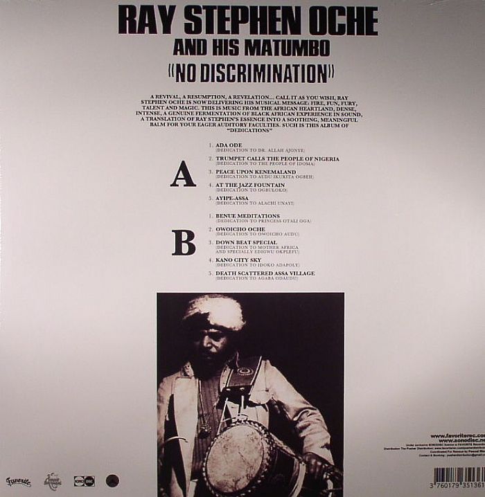 Ray Stephen Oche And His Matumbo – No Discrimination (LP, Favorite Recordings, 2012) Back Cover