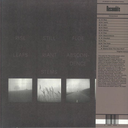 Recondite – Hinterland (2xLP, Black Smoke, Ghostly International, 2024) Back Cover