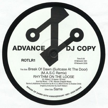 Rhythm On The Loose – Break Of Dawn  (Suitcase At The Door) (M.A.S.C. Remix) (12", Network Records, 2026) Front Cover