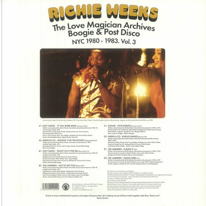 Richie Weeks – The Love Magician Archives Boogie & Post Disco (NYC 1980 - 1983. Vol 3) (2x12", Past Due, 2025) Back Cover