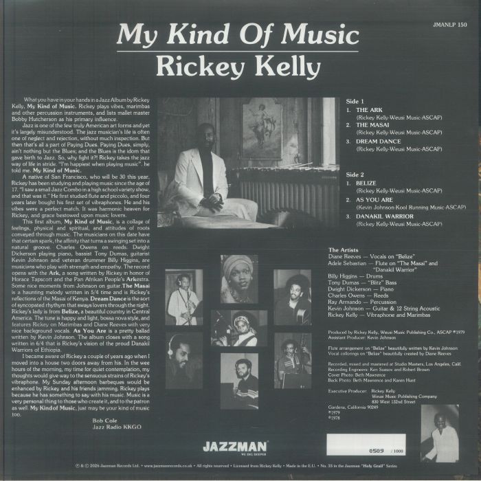 Rickey Kelly – My Kind Of Music (LP, Jazzman Records Ltd., 2026) Back Cover