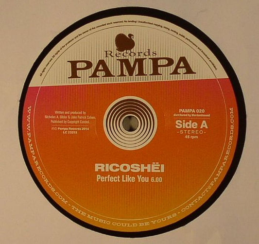 Ricoshëi , Dave DK – Perfect Like You / Woolloomooloo (12", Pampa Records, 2014) Front Cover