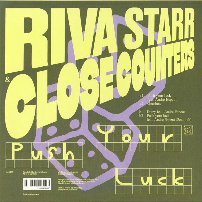 Riva Starr & Close Counters – Push Your Luck (12", Heist, 2026) Back Cover