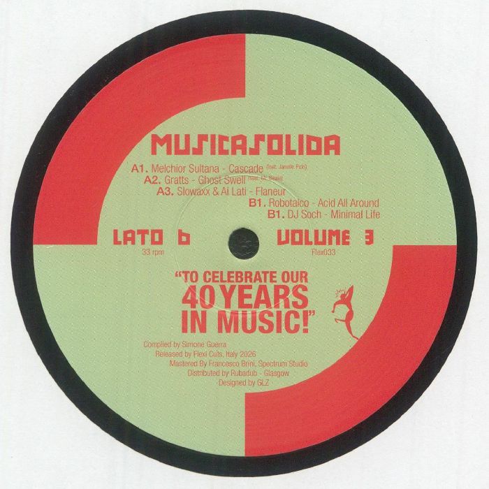 Robotalco , Melchior Sultana , DJ Soch , Slowaxx , Gratts – Musica Solida Vol.3 (12", Flexi Cuts, 2026) Back Cover