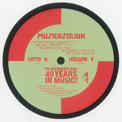 Robotalco , Melchior Sultana , DJ Soch , Slowaxx , Gratts – Musica Solida Vol.3 (12", Flexi Cuts, 2026) Back Cover