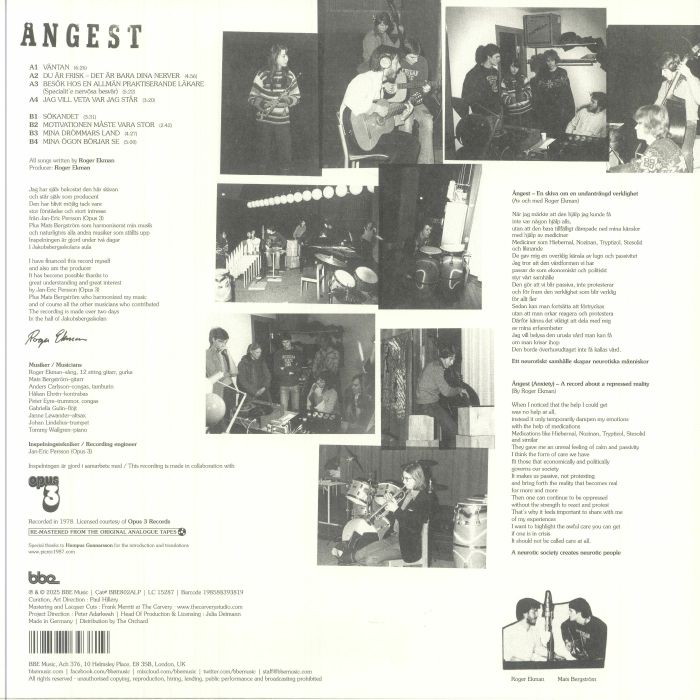 Roger Ekman – Ångest (LP, BBE, 2025) Back Cover