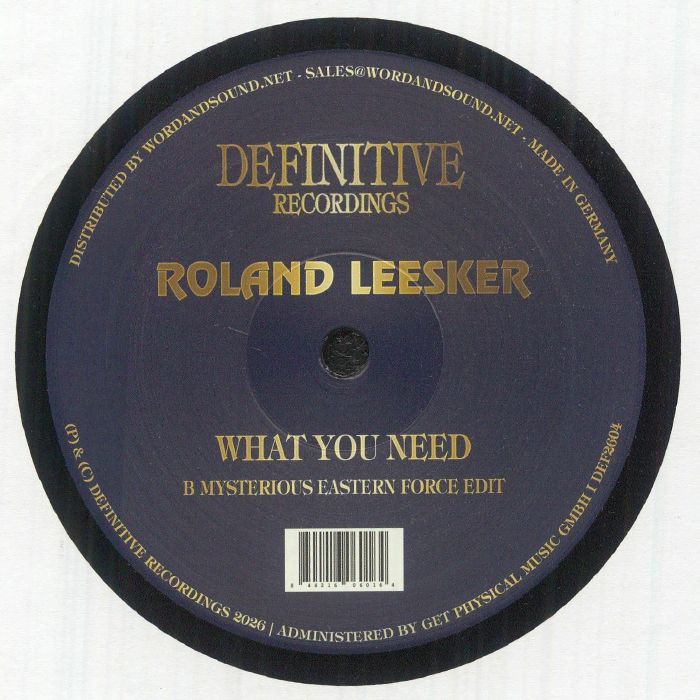 Roland Leesker – What You Need (12", Definitive Recordings, 2026) Back Cover