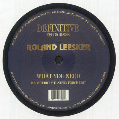 Roland Leesker – What You Need (12", Definitive Recordings, 2026) Back Cover