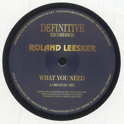Roland Leesker – What You Need (12", Definitive Recordings, 2026) Front Cover