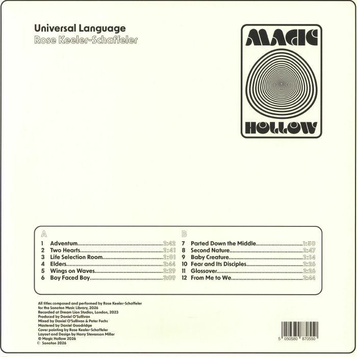 Rose Keeler-Schaffeler – Universal Language (LP, Magic Hollow, 2026) Back Cover