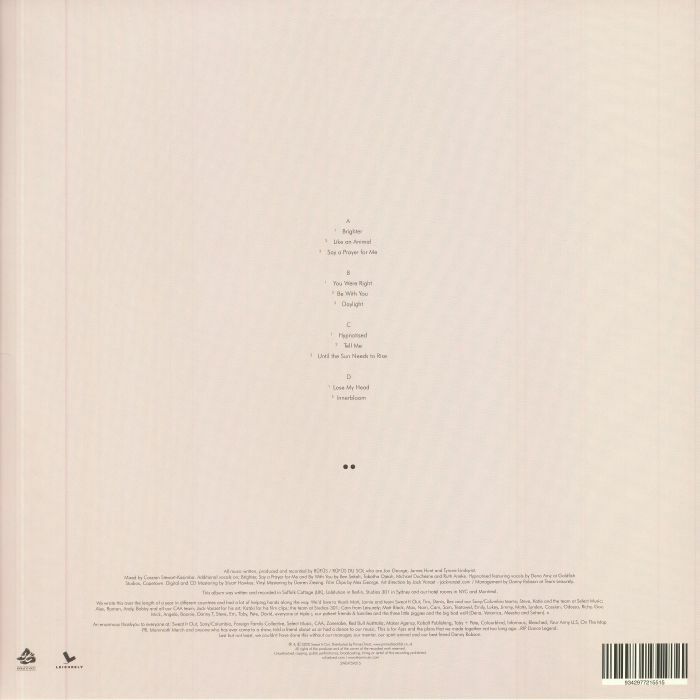 Rüfüs Du Sol – Bloom (LP+LP, Pink+White, Sweat It Out!, Leisurely, 2025) back cover