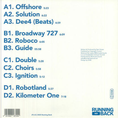 Deetron – Running Back Mastermix: Deetron Vol. 1 (2xLP, Running Back, 2025) back cover
