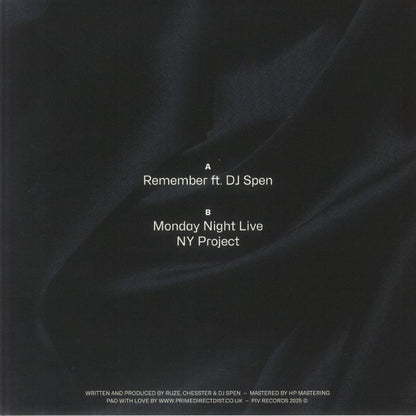 Ruze Chesster DJ Spen – Remember (12", PIV Records, 2025) Back Cover