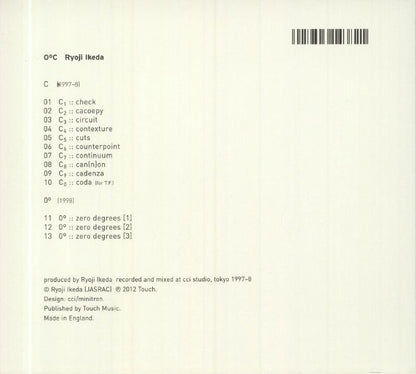 Ryoji Ikeda – 0ºC (CD, Touch, 0) Back Cover