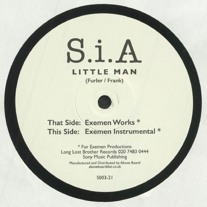 S.i.A – Little Man (12", Long Lost Brother Records, 2021) Back Cover