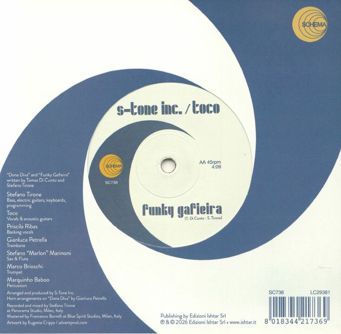 S-Tone Inc. & Toco – Dona Diva / Funky Gafieira (7", Schema, 2026) Back Cover