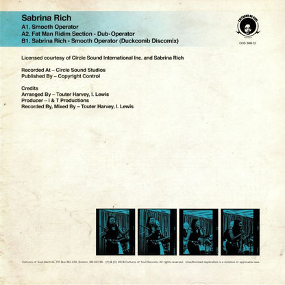 Sabrina Rich – Smooth Operator  (12", Cultures Of Soul Records, 2019) Back Cover