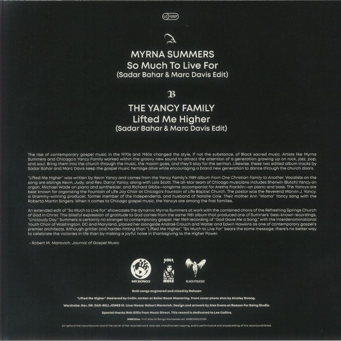 Sadar Bahar & Marc Davis – Disco Gospel Vol.2 (12", Mr Bongo, 2026) Back Cover